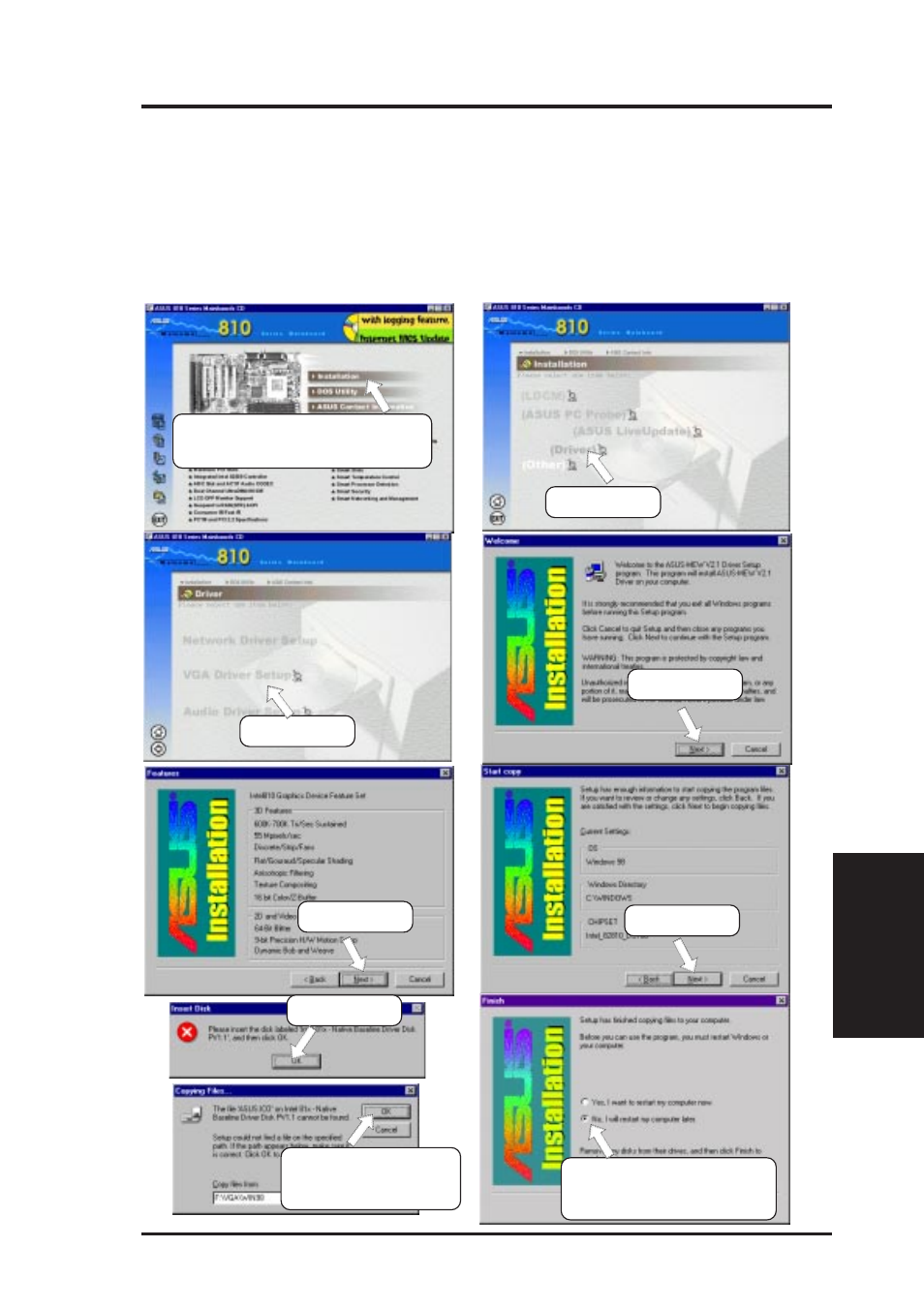 Software setup, 8 drivers, 1 vga driver setup | Asus INTEL CUW(E)-FX User Manual | Page 89 / 128