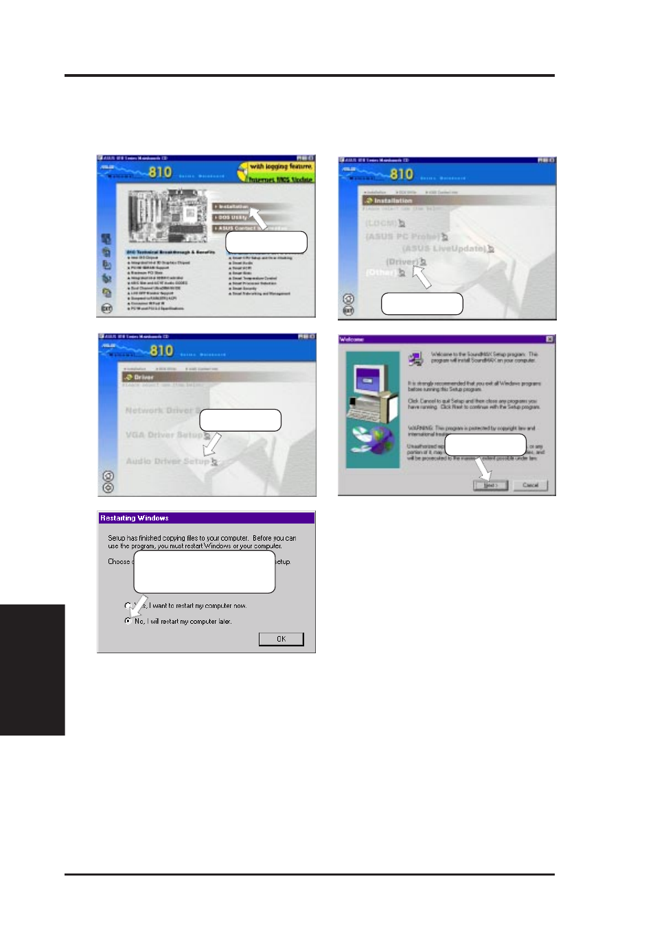 Software setup, 2 audio driver setup | Asus INTEL CUW(E)-FX User Manual | Page 90 / 128