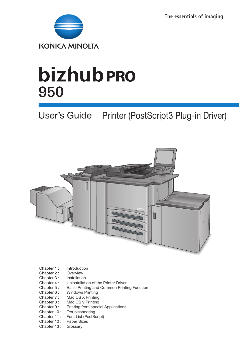 Konica Minolta bizhub PRO 950 User Manual | 160 pages