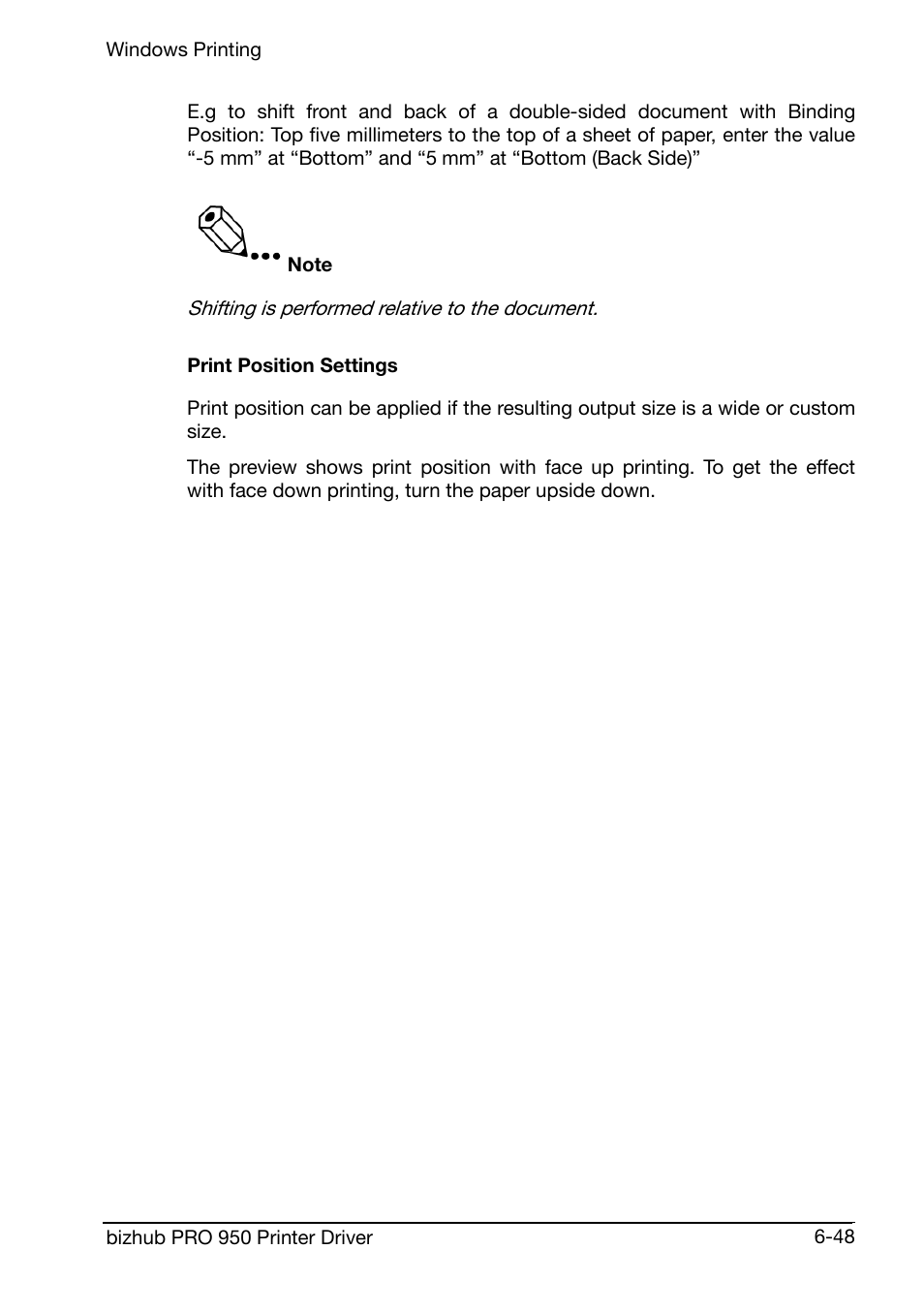 Print position settings | Konica Minolta bizhub PRO 950 User Manual | Page 112 / 160