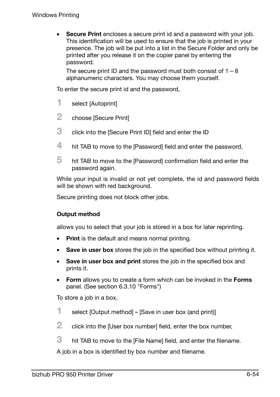 Output method | Konica Minolta bizhub PRO 950 User Manual | Page 118 / 160