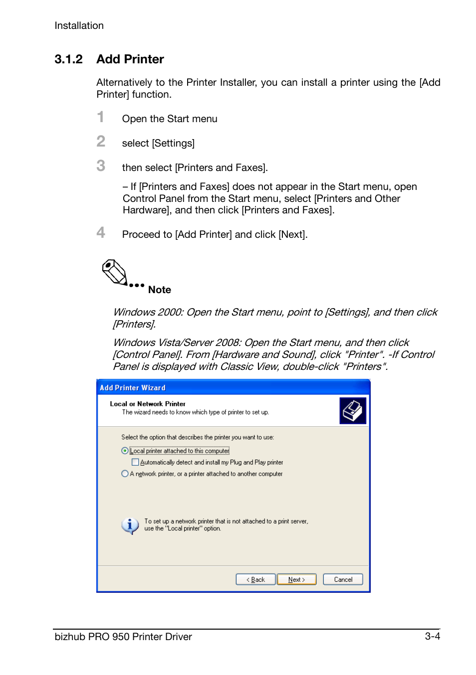 2 add printer | Konica Minolta bizhub PRO 950 User Manual | Page 24 / 160