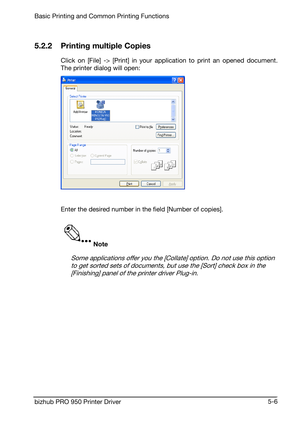 2 printing multiple copies | Konica Minolta bizhub PRO 950 User Manual | Page 49 / 160