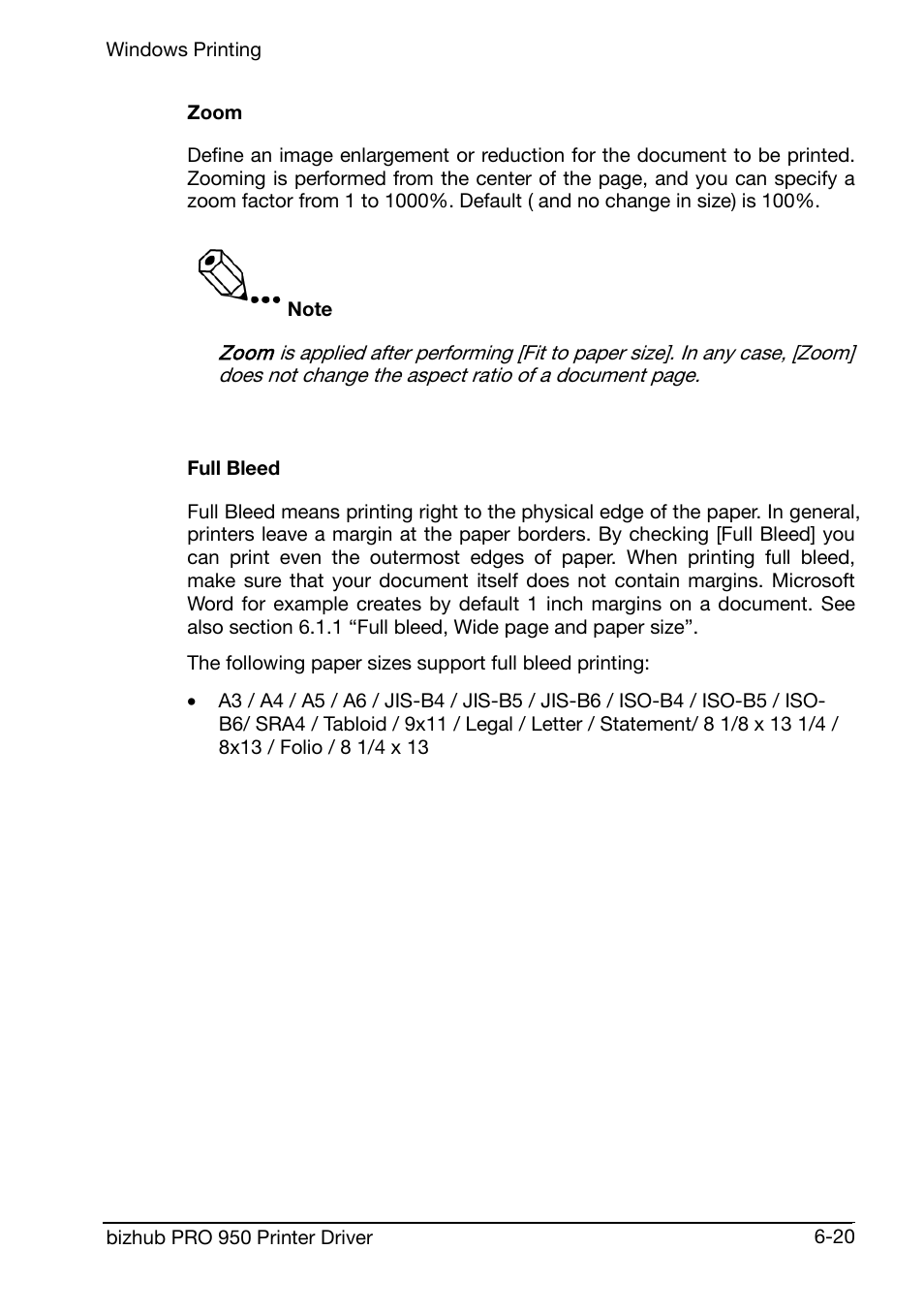 Zoom, Full bleed | Konica Minolta bizhub PRO 950 User Manual | Page 84 / 160