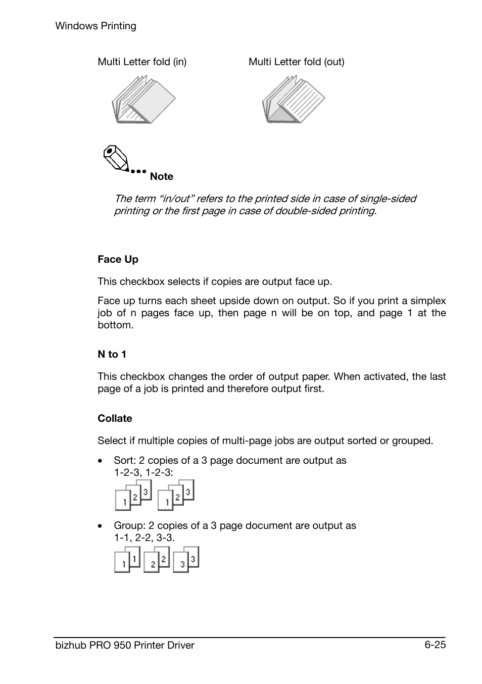 Face up, N to 1, Collate | Konica Minolta bizhub PRO 950 User Manual | Page 89 / 160