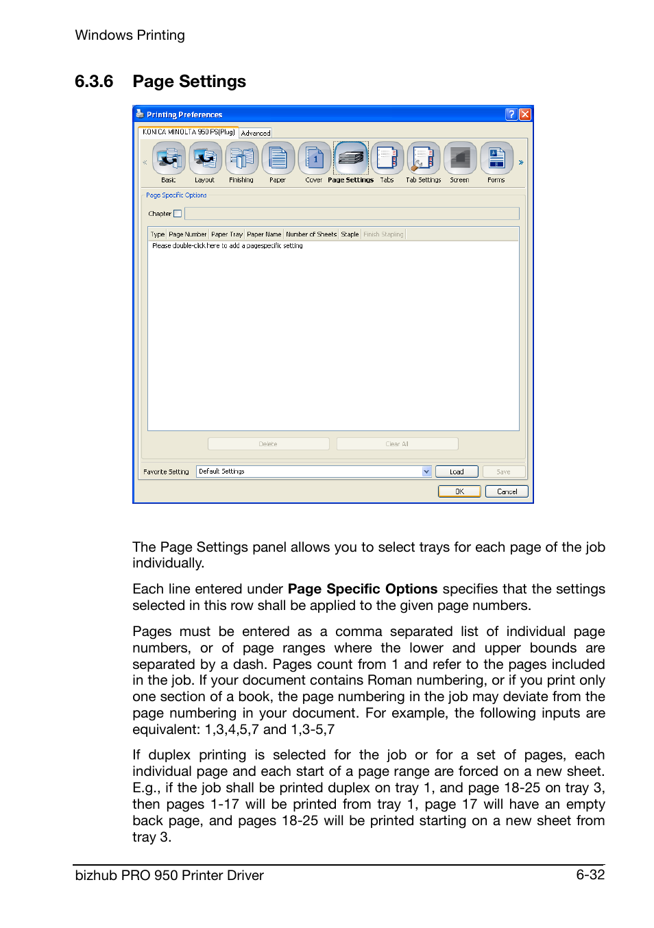 6 page settings | Konica Minolta bizhub PRO 950 User Manual | Page 96 / 160