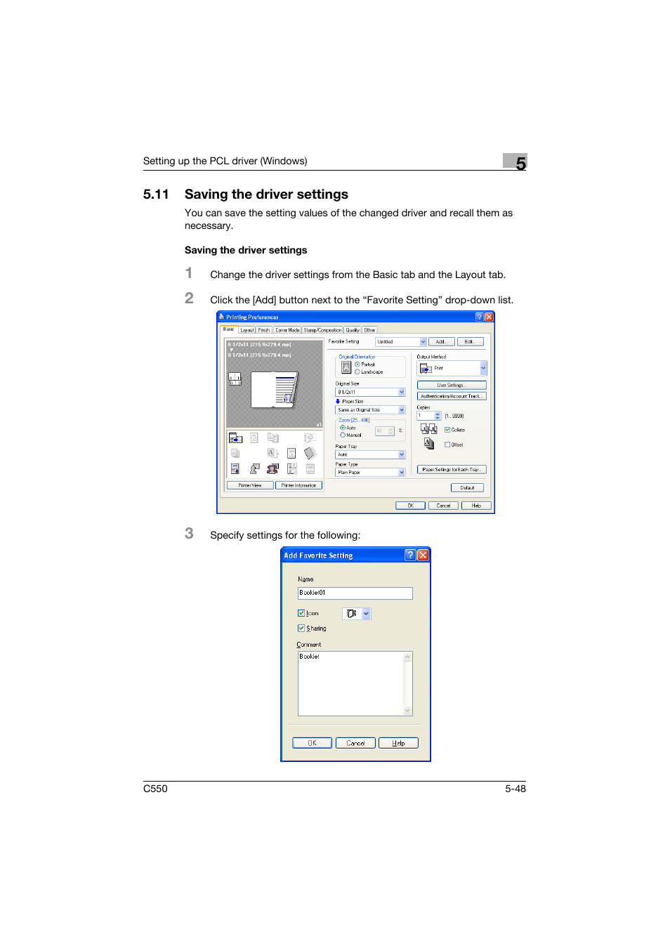 11 saving the driver settings, Saving the driver settings, Saving the driver settings -48 | Konica Minolta bizhub C550 User Manual | Page 192 / 427