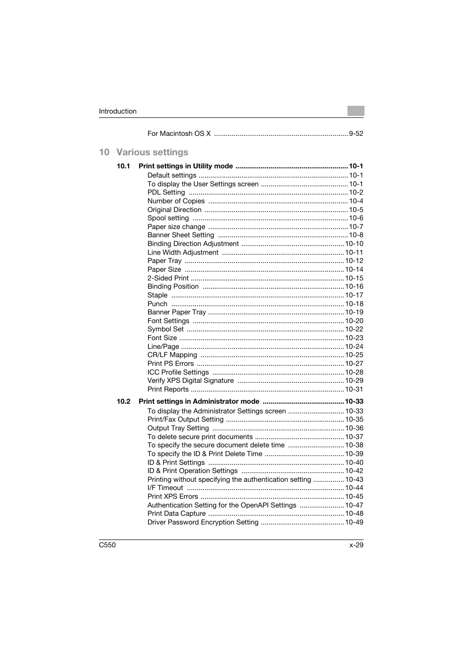 10 various settings | Konica Minolta bizhub C550 User Manual | Page 30 / 427