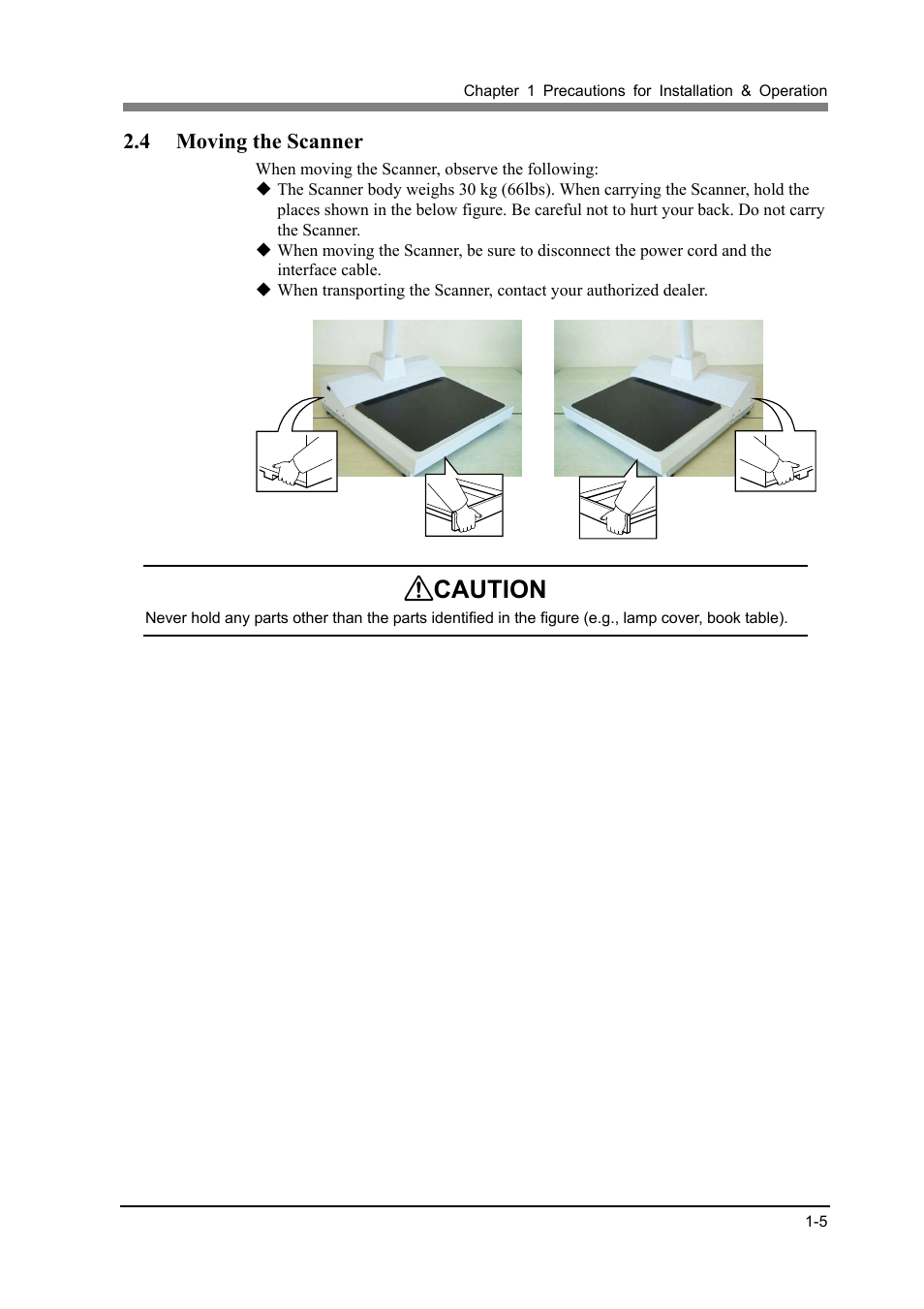 Caution, 4 moving the scanner | Konica Minolta PS5000C User Manual | Page 21 / 74