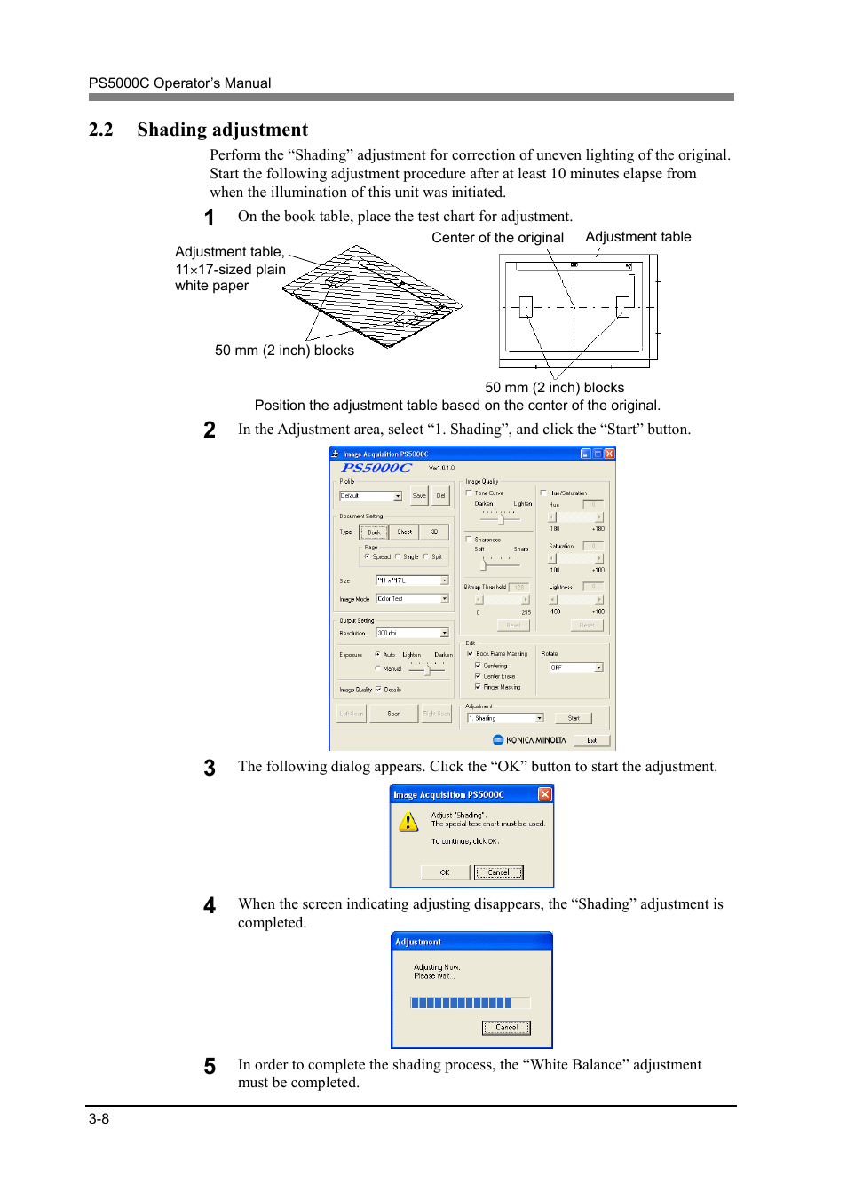 2 shading adjustment | Konica Minolta PS5000C User Manual | Page 34 / 74