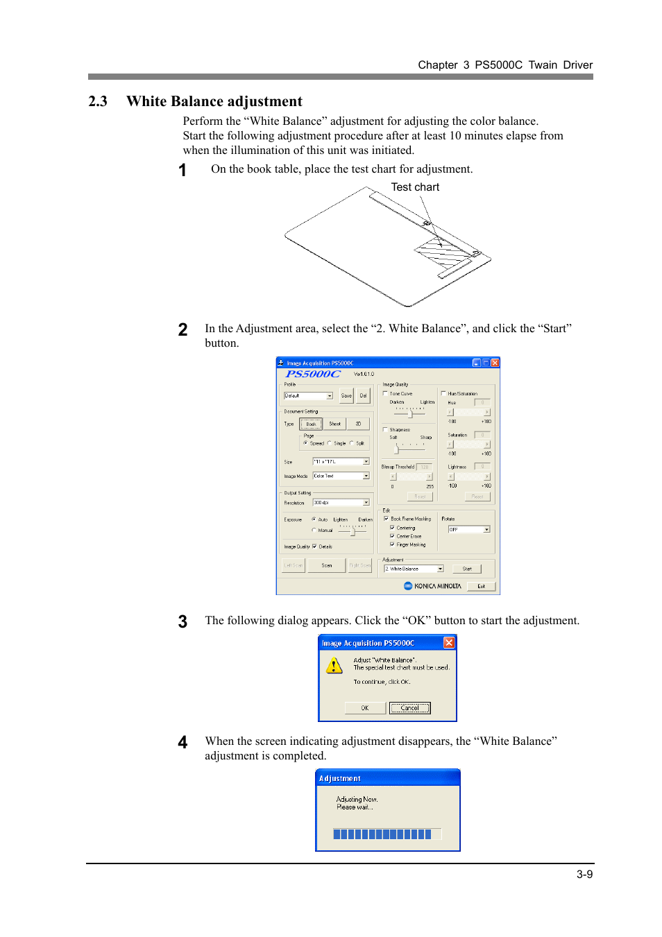3 white balance adjustment | Konica Minolta PS5000C User Manual | Page 35 / 74