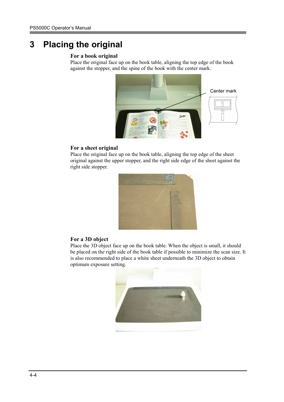 3 placing the original | Konica Minolta PS5000C User Manual | Page 50 / 74