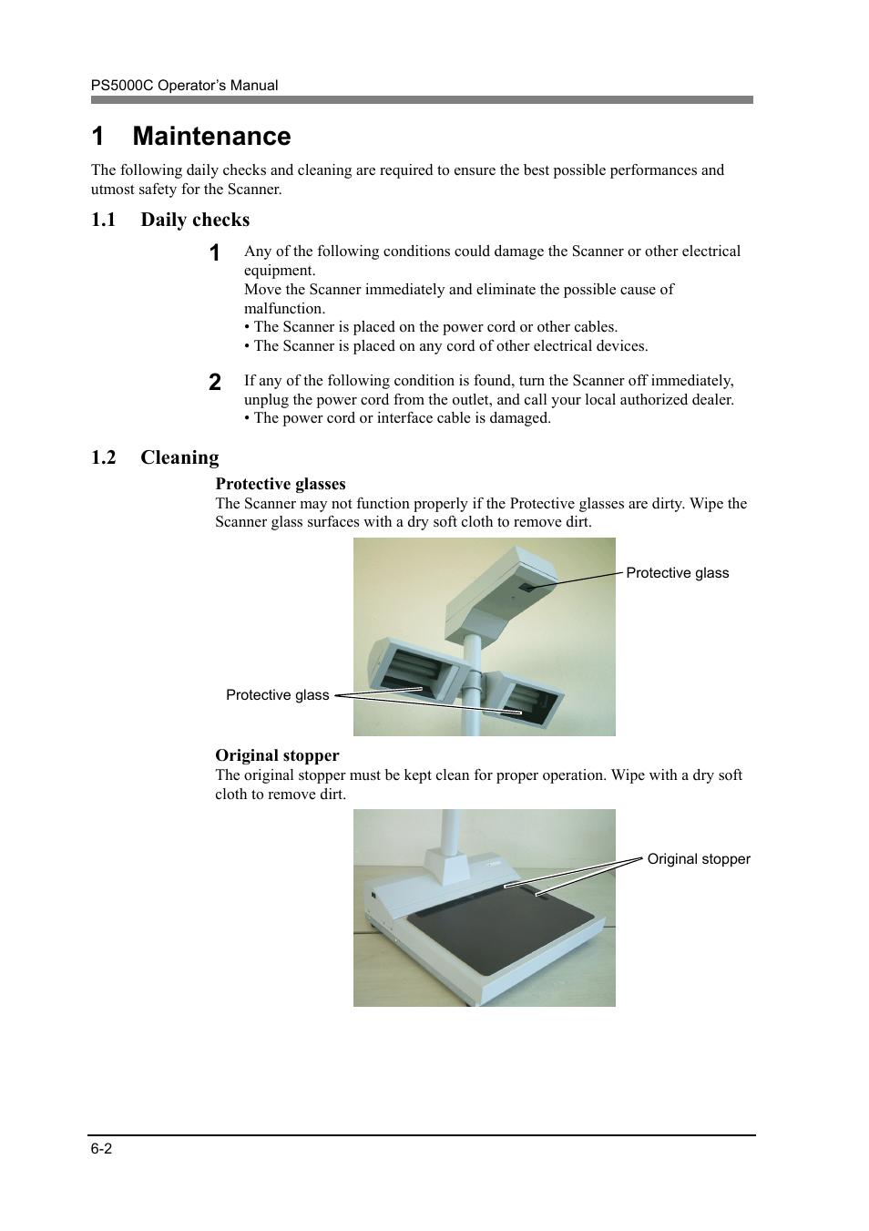 1 maintenance, 1 daily checks, 2 cleaning | Konica Minolta PS5000C User Manual | Page 68 / 74