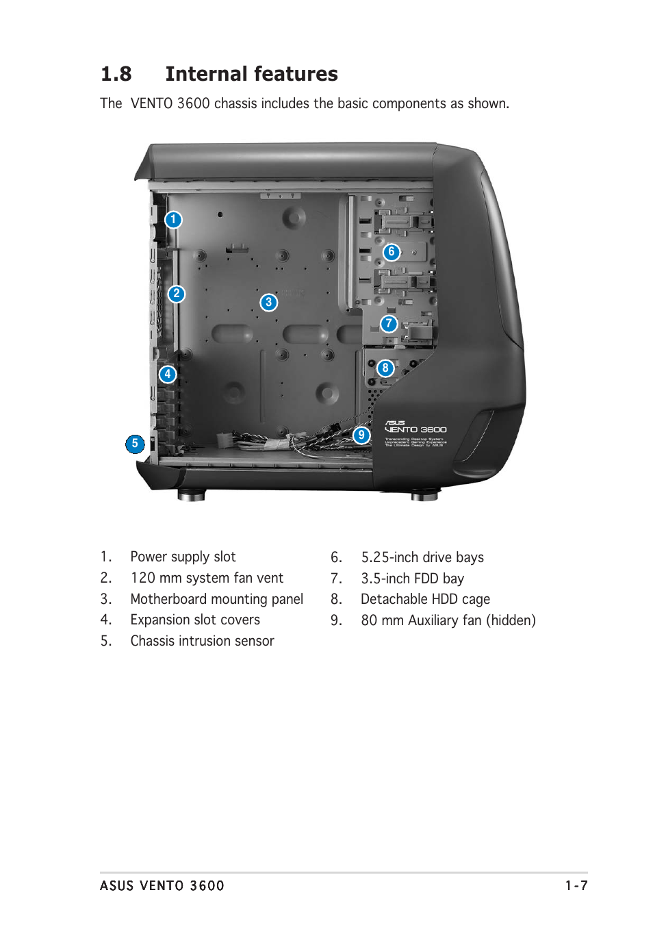 8 internal features | Asus Gaming Machine Chassis Kit VENTO 3600 User Manual | Page 15 / 36