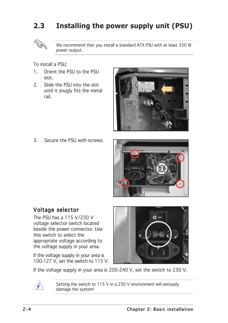 3 installing the power supply unit (psu) | Asus Gaming Machine Chassis Kit VENTO 3600 User Manual | Page 20 / 36