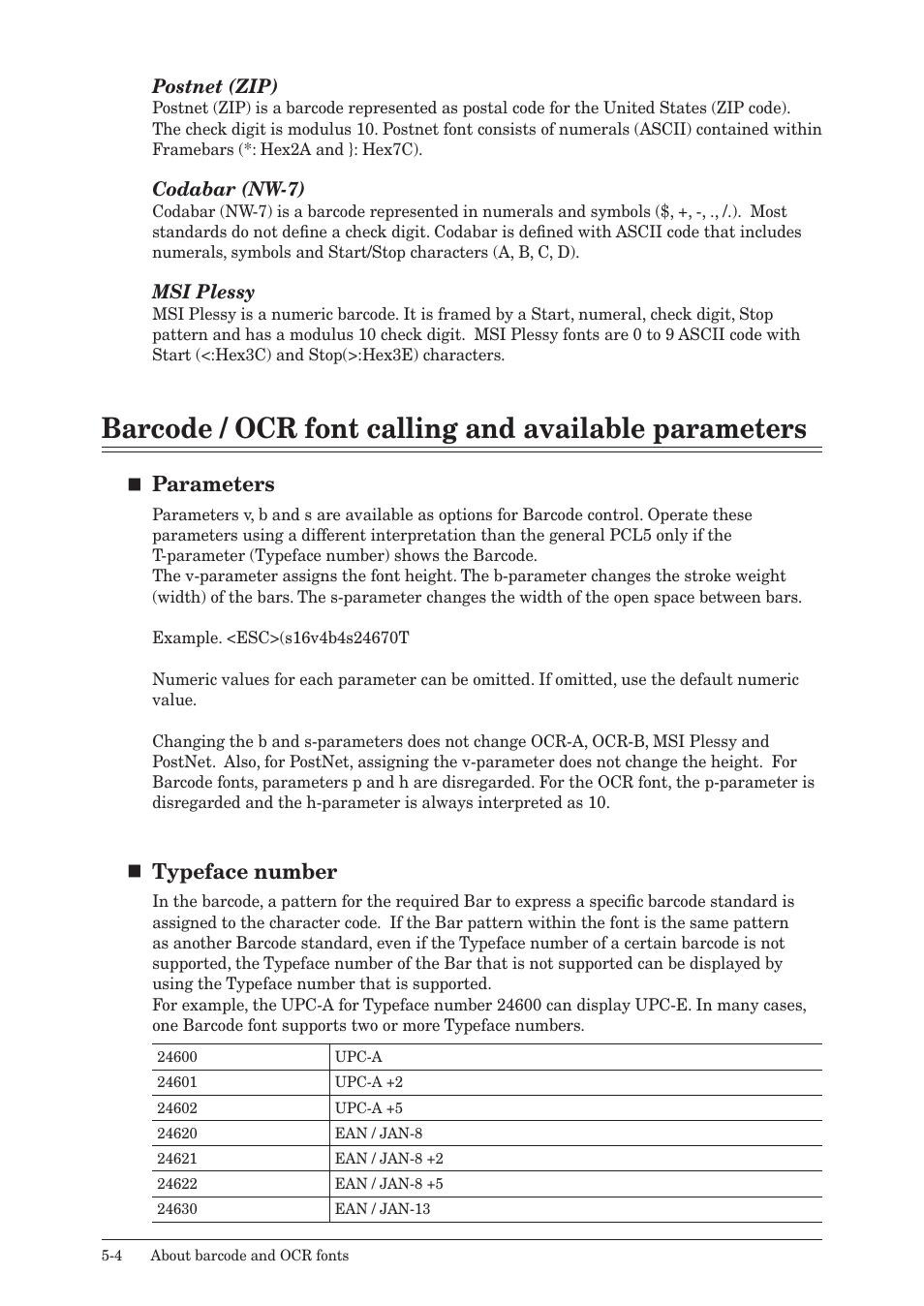 Parameters, Typeface number | Konica Minolta bizhub 25e User Manual | Page 103 / 120