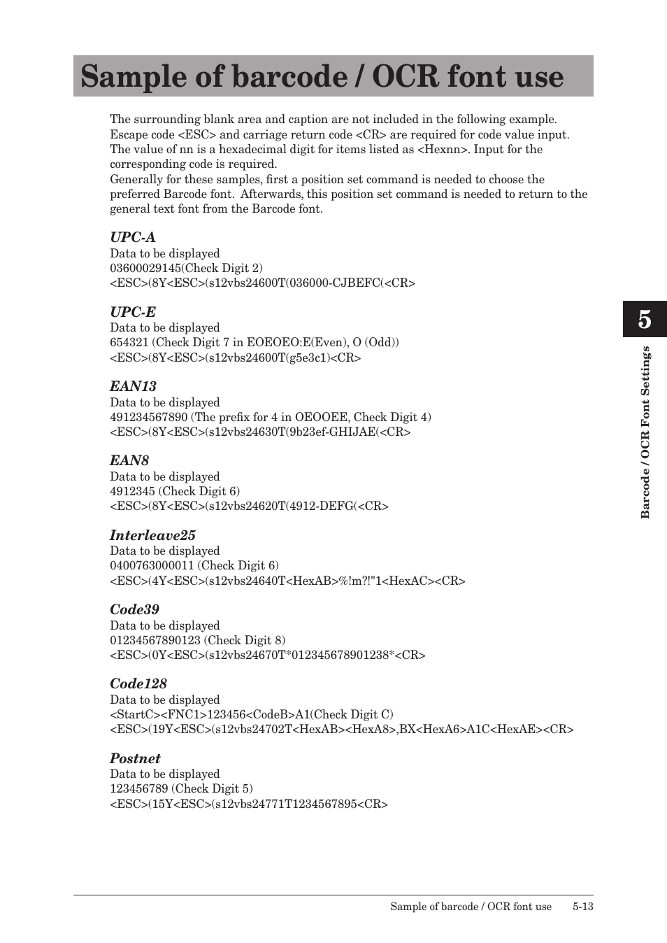 Sample of barcode / ocr font use, Sample of barcode / ocr font use -13 | Konica Minolta bizhub 25e User Manual | Page 112 / 120