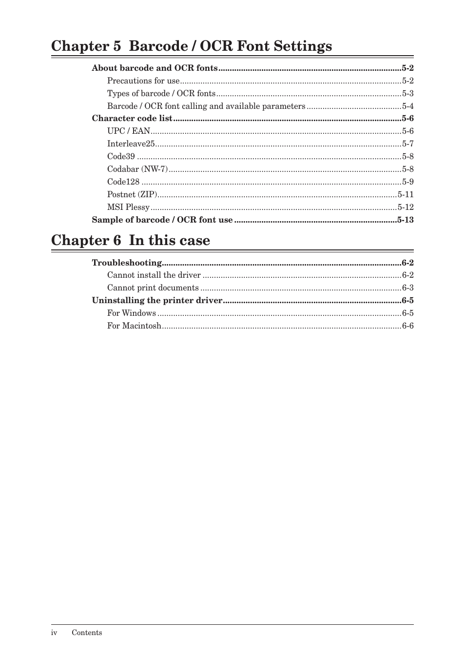 Chapter 5 barcode / ocr font settings, Chapter 6 in this case | Konica Minolta bizhub 25e User Manual | Page 5 / 120