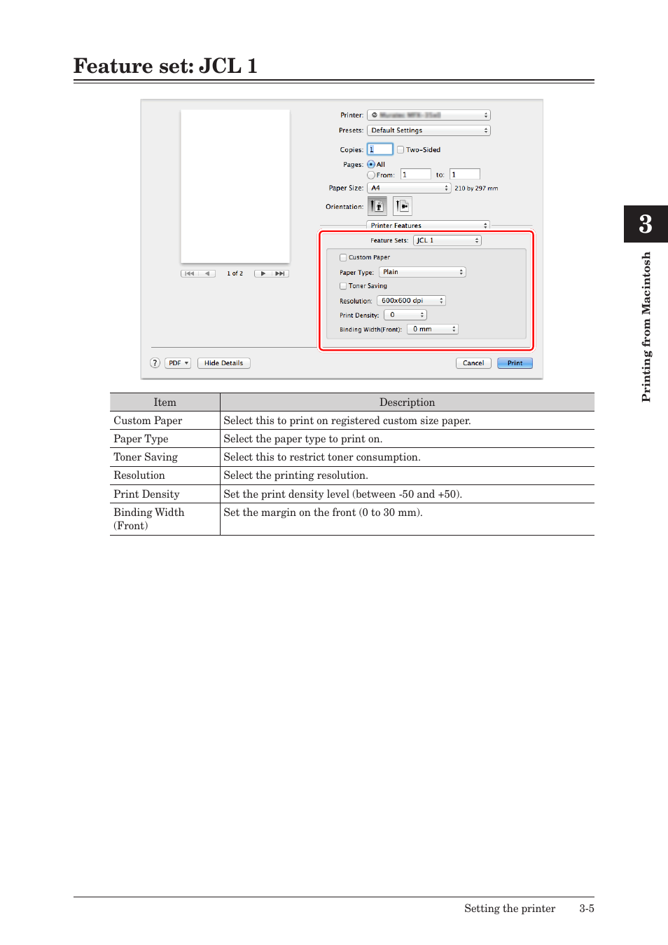 Feature set: jcl 1, Feature set: jcl 1 -5 | Konica Minolta bizhub 25e User Manual | Page 72 / 120