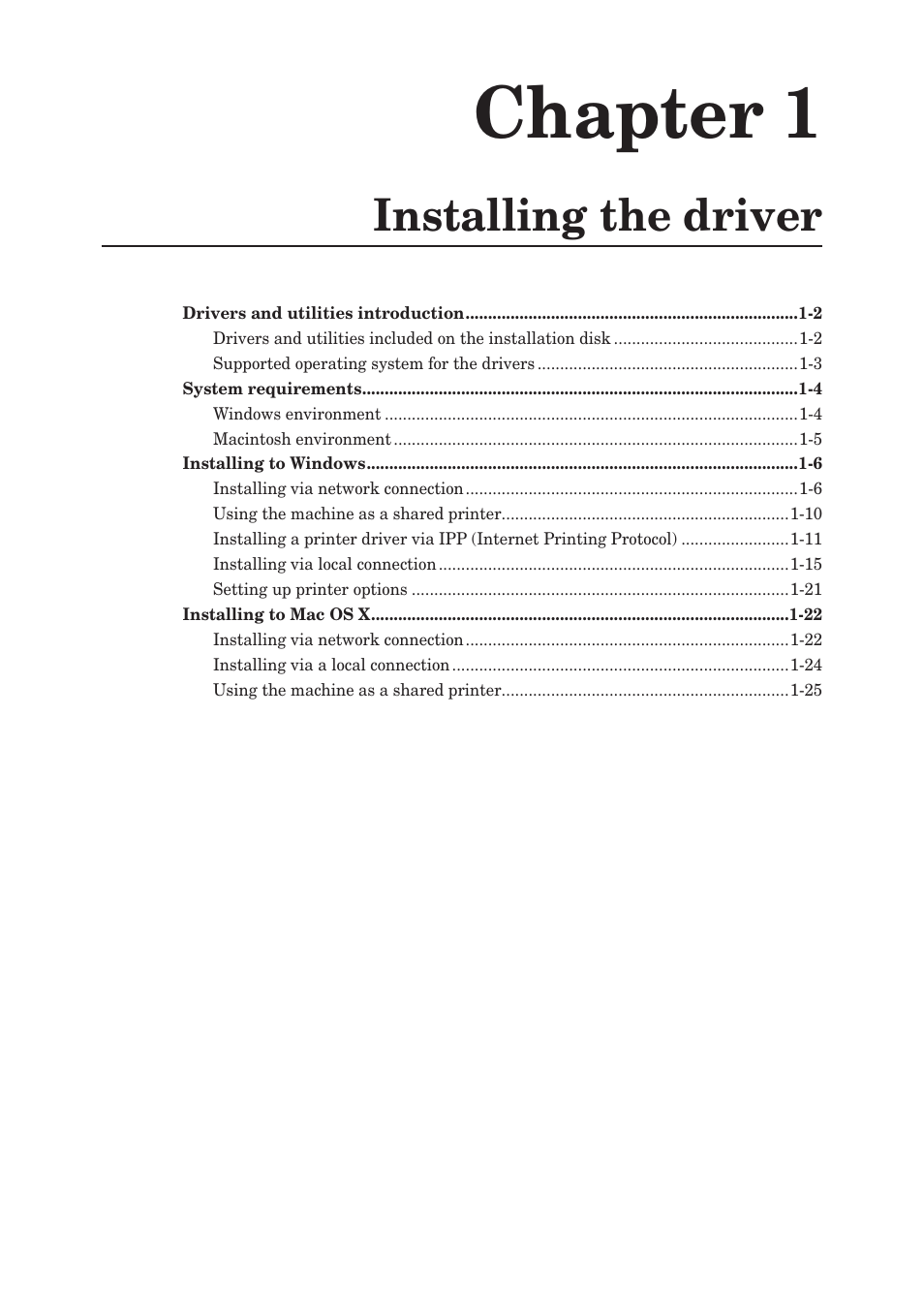 Chapter 1, Installing the driver, Chapter 1 installing the driver | Konica Minolta bizhub 25e User Manual | Page 8 / 120