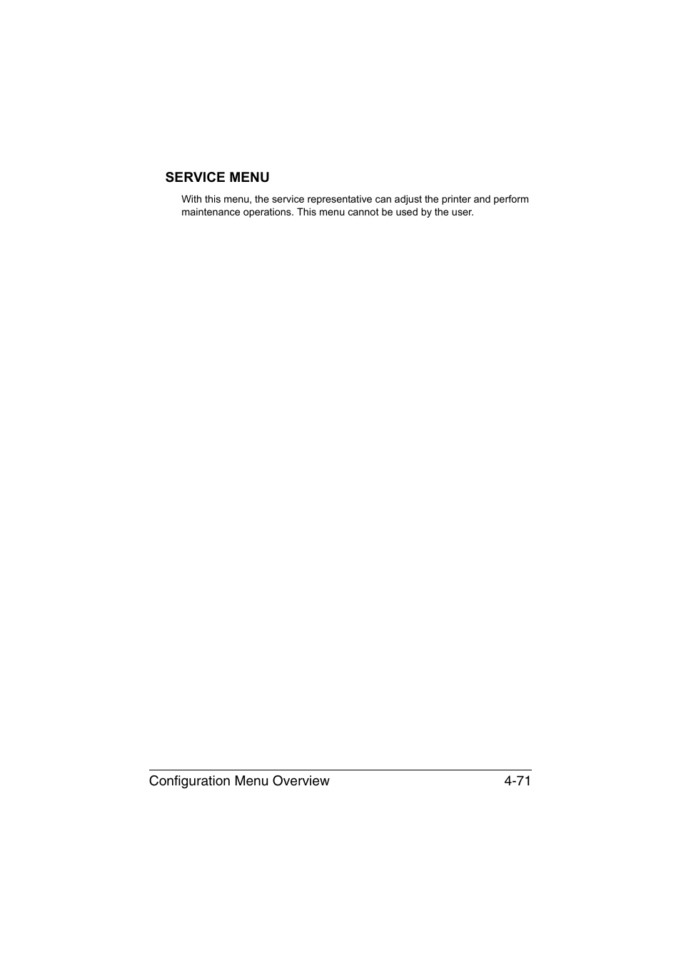 Service menu, Service menu -71 | Konica Minolta bizhub C35P User Manual | Page 114 / 280