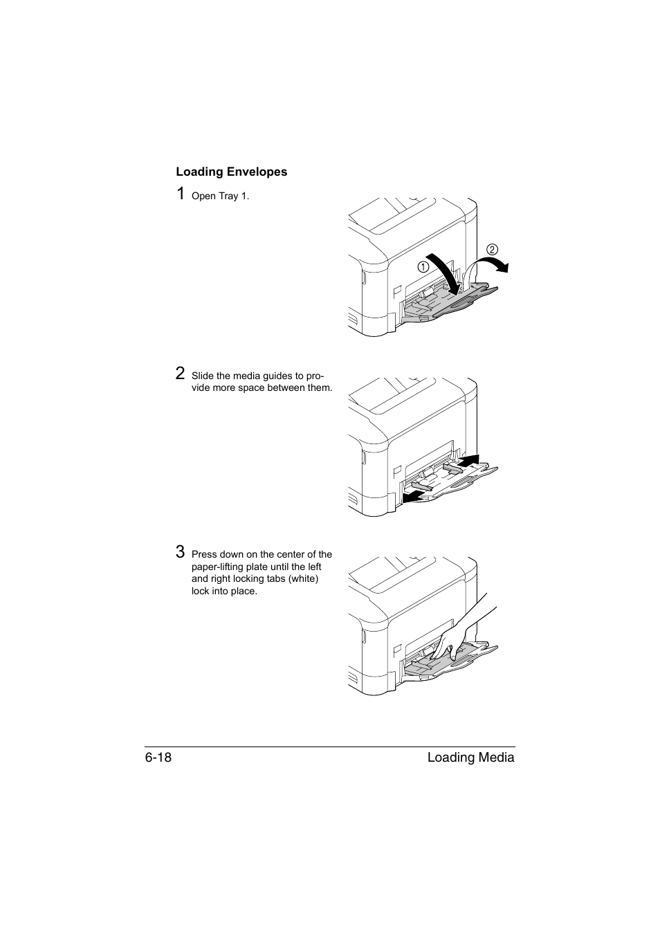 Loading envelopes, Loading envelopes -18 | Konica Minolta bizhub C35P User Manual | Page 137 / 280