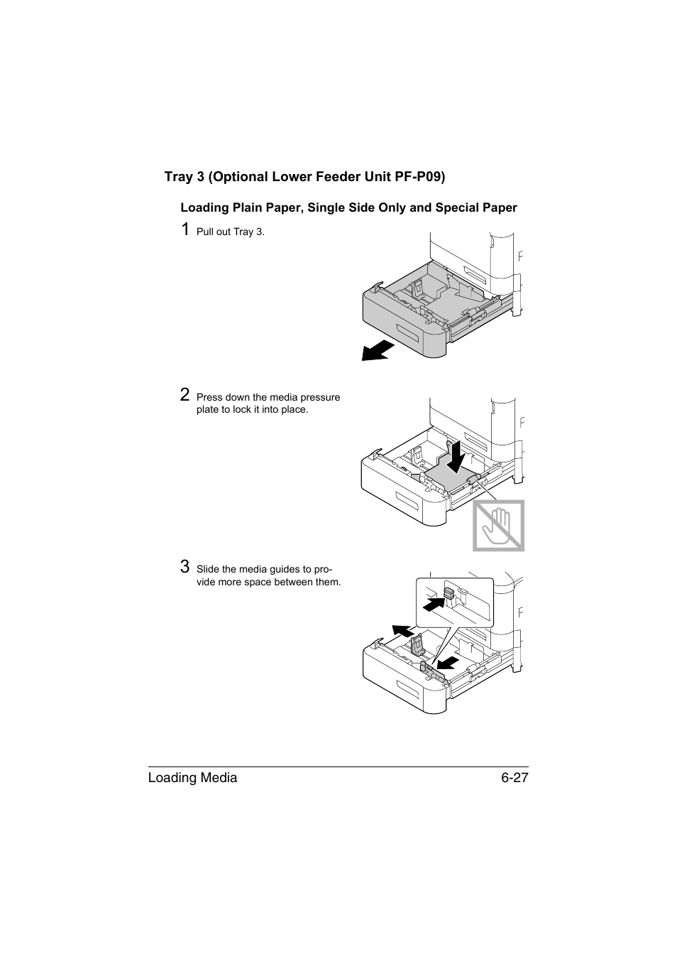 Tray 3 (optional lower feeder unit pf-p09), Tray 3 (optional lower feeder unit pf-p09) -27 | Konica Minolta bizhub C35P User Manual | Page 146 / 280