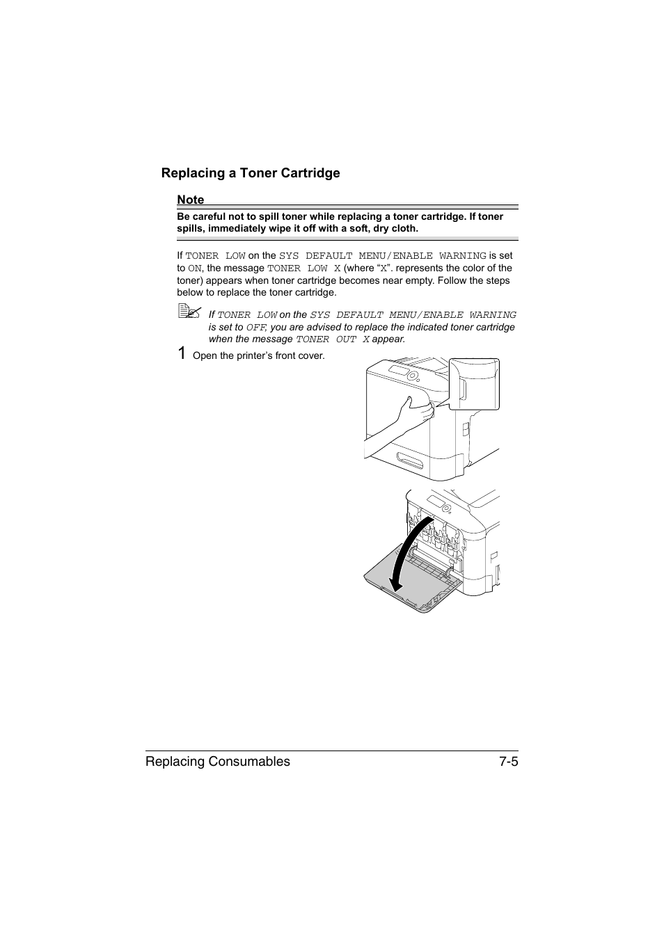 Replacing a toner cartridge, Replacing a toner cartridge -5 | Konica Minolta bizhub C35P User Manual | Page 158 / 280