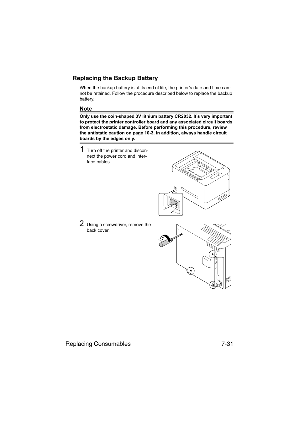 Replacing the backup battery, Replacing the backup battery -31 | Konica Minolta bizhub C35P User Manual | Page 184 / 280