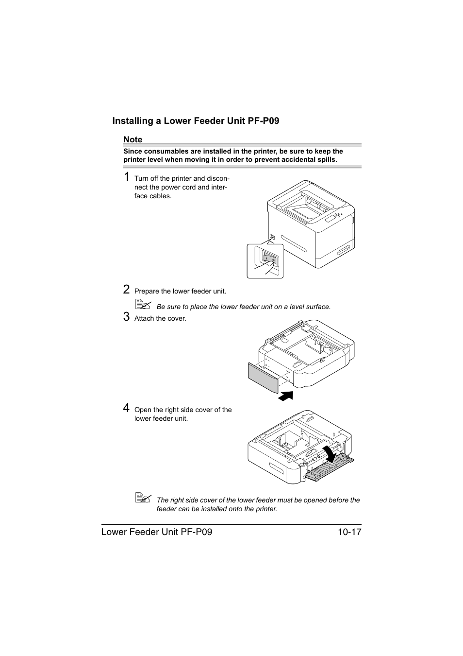 Installing a lower feeder unit pf-p09, Installing a lower feeder unit pf-p09 -17 | Konica Minolta bizhub C35P User Manual | Page 268 / 280