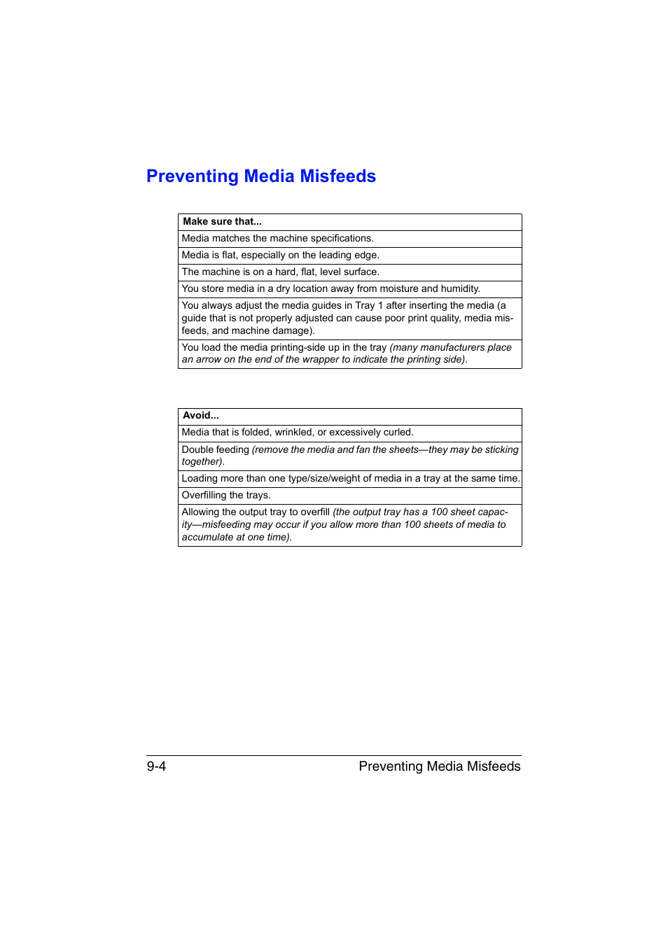 Preventing media misfeeds, Preventing media misfeeds -4 | Konica Minolta magicolor 1680MF User Manual | Page 131 / 169