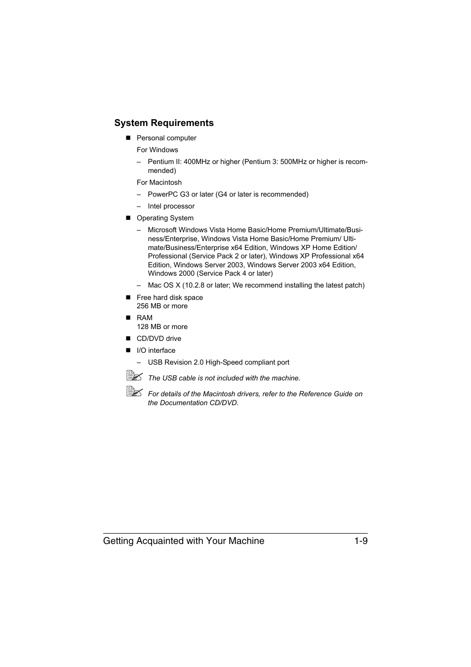 System requirements, System requirements -9 | Konica Minolta magicolor 1680MF User Manual | Page 20 / 169