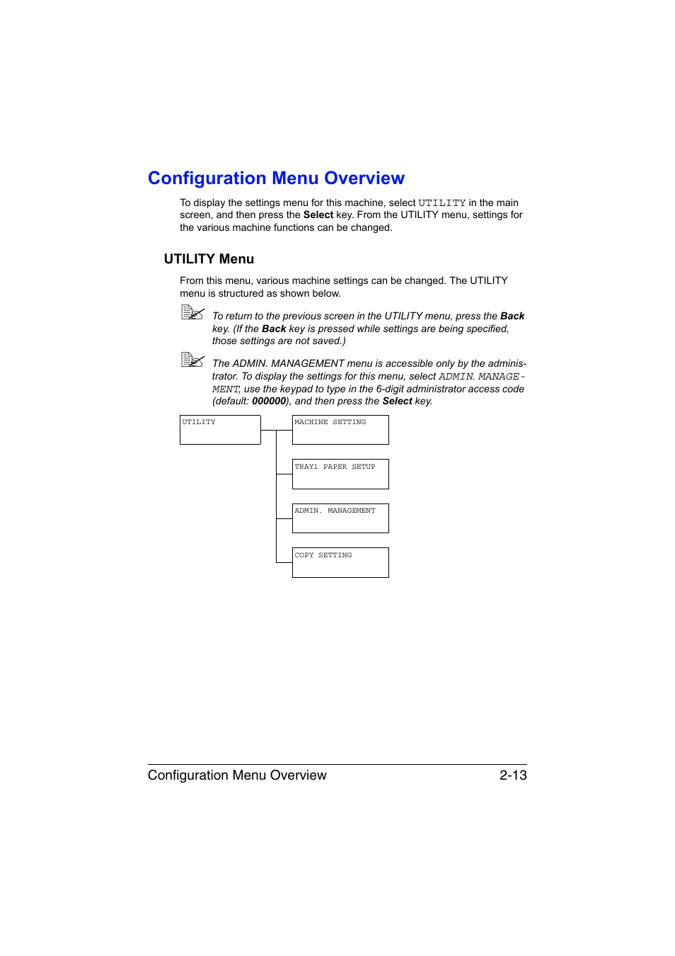 Configuration menu overview, Utility menu, Configuration menu overview -13 | Utility menu -13 | Konica Minolta magicolor 1680MF User Manual | Page 34 / 169