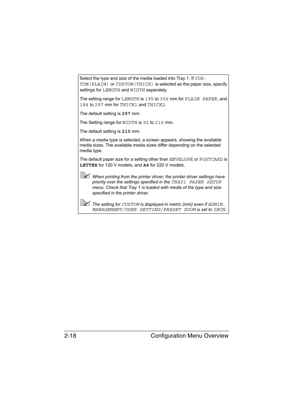 Configuration menu overview 2-18 | Konica Minolta magicolor 1680MF User Manual | Page 39 / 169
