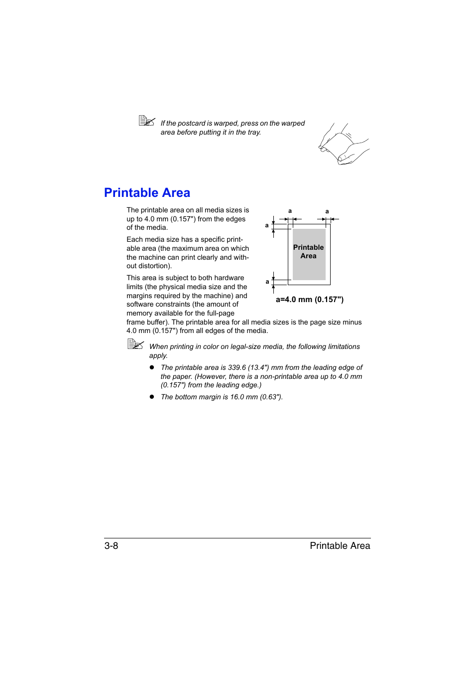 Printable area, Printable area -8 | Konica Minolta magicolor 1680MF User Manual | Page 49 / 169