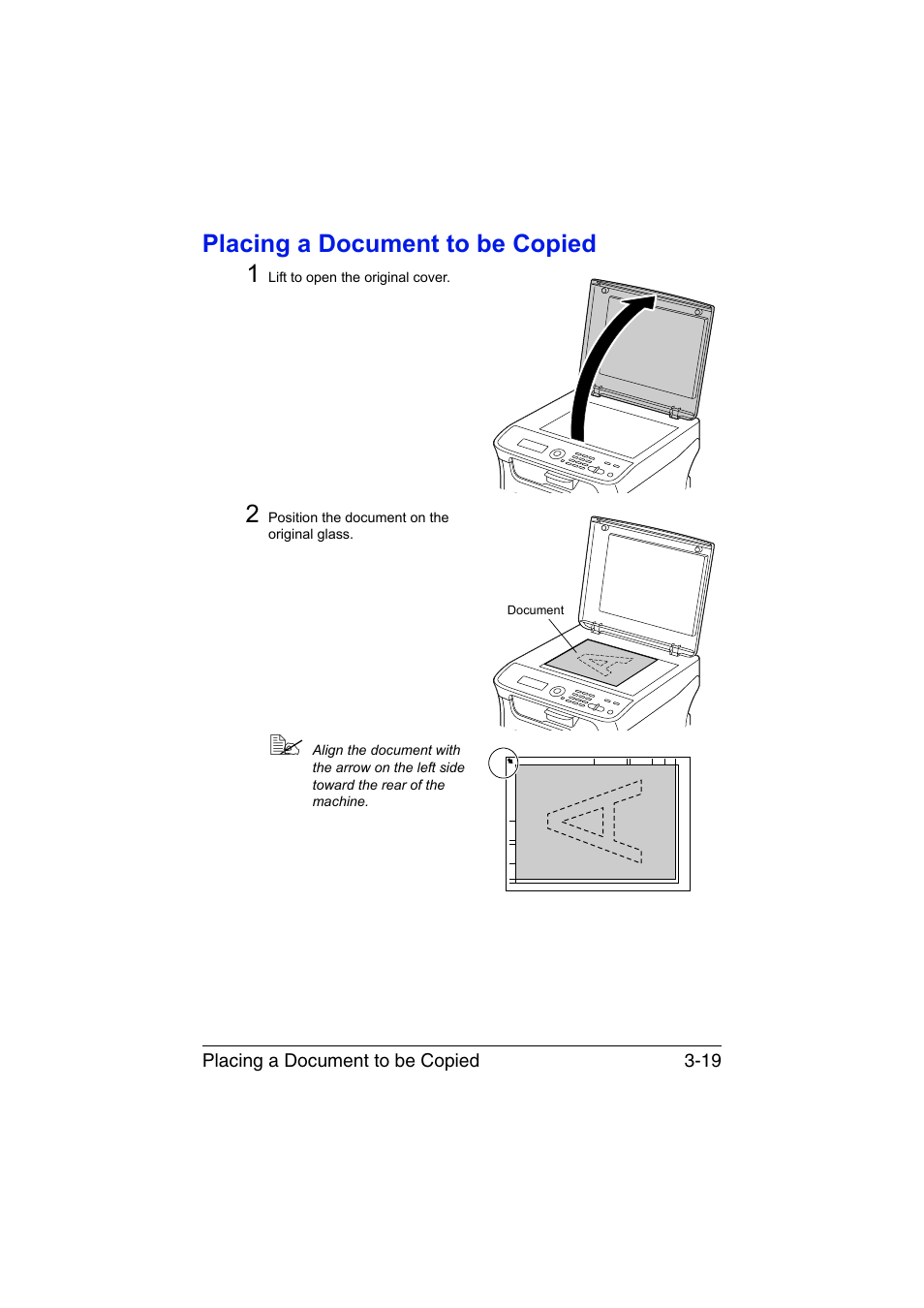 Placing a document to be copied, Placing a document to be copied -19, Placing a document to be copied 1 | Konica Minolta magicolor 1680MF User Manual | Page 60 / 169