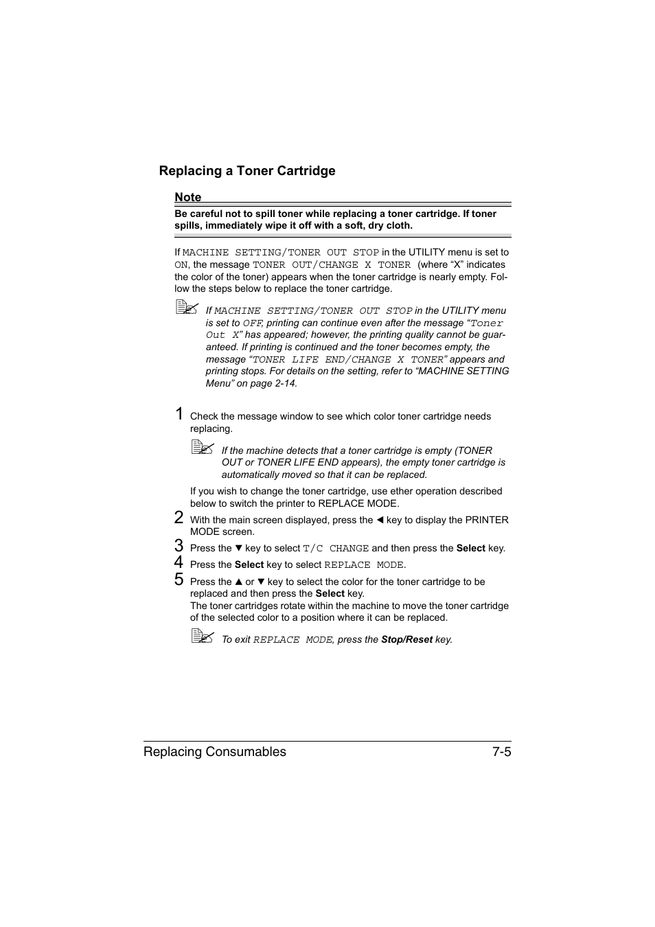 Replacing a toner cartridge, Replacing a toner cartridge -5 | Konica Minolta magicolor 1680MF User Manual | Page 90 / 169