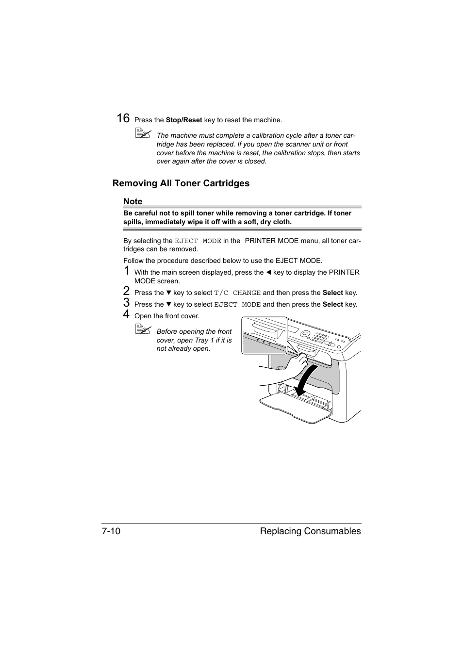 Removing all toner cartridges, Removing all toner cartridges -10 | Konica Minolta magicolor 1680MF User Manual | Page 95 / 169