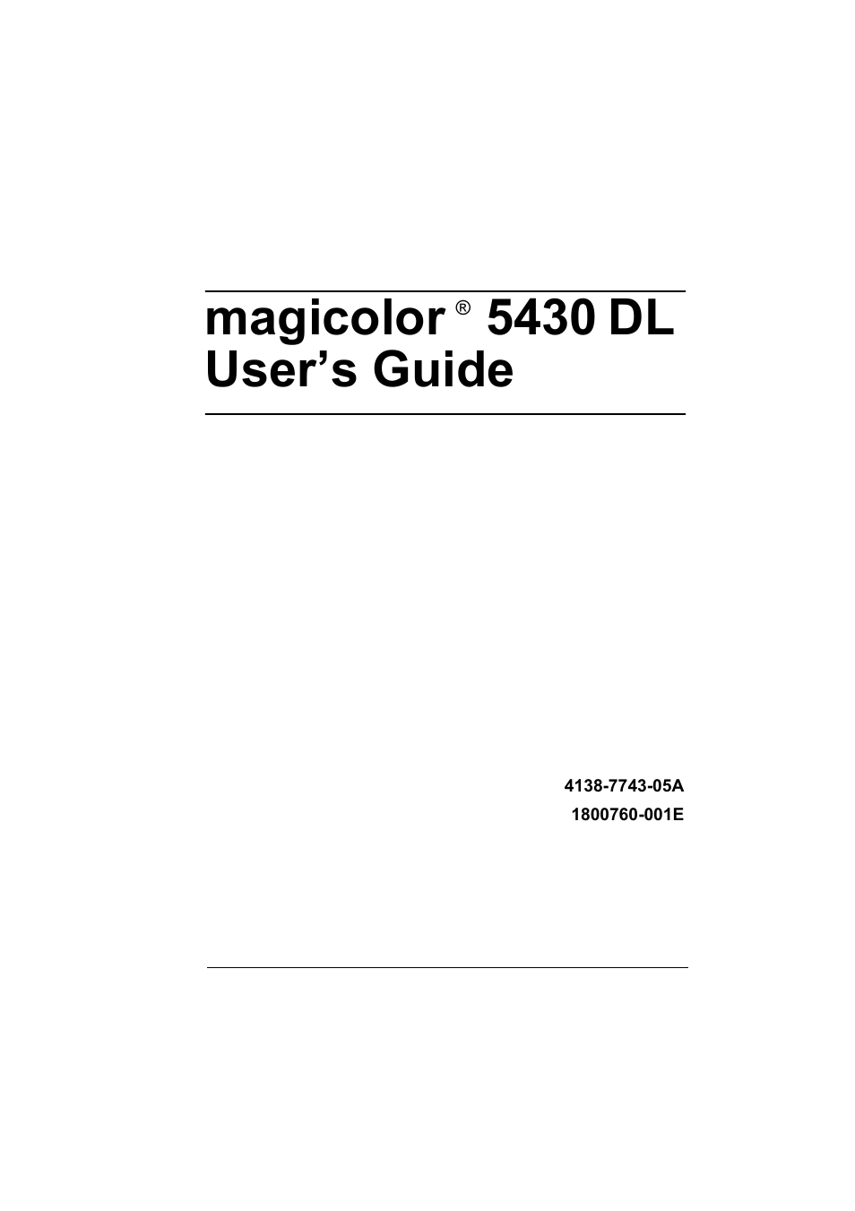 Konica Minolta Magicolor 5430 User Manual | 152 pages