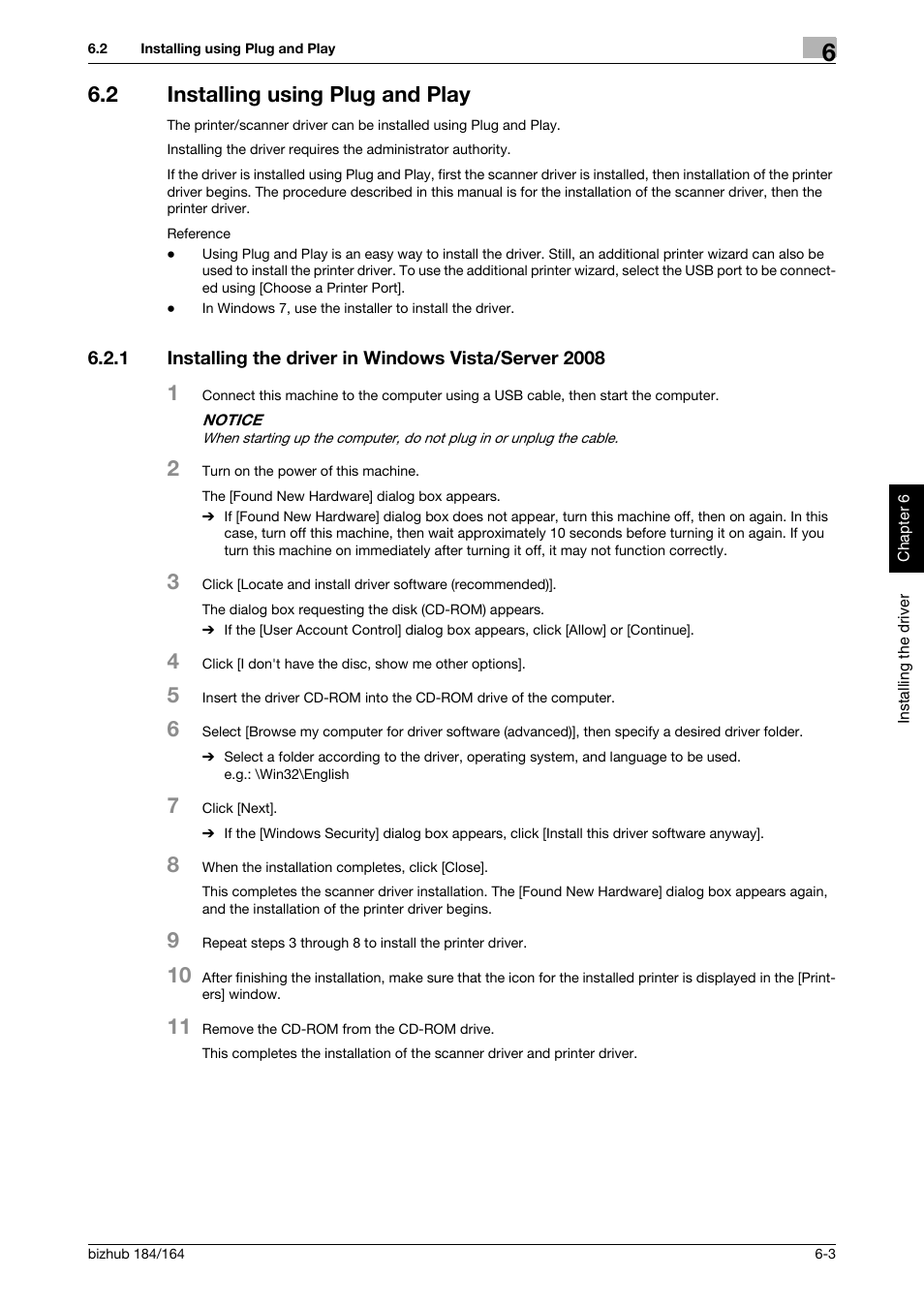 2 installing using plug and play, Installing using plug and play -3 | Konica Minolta bizhub 184 User Manual | Page 60 / 124