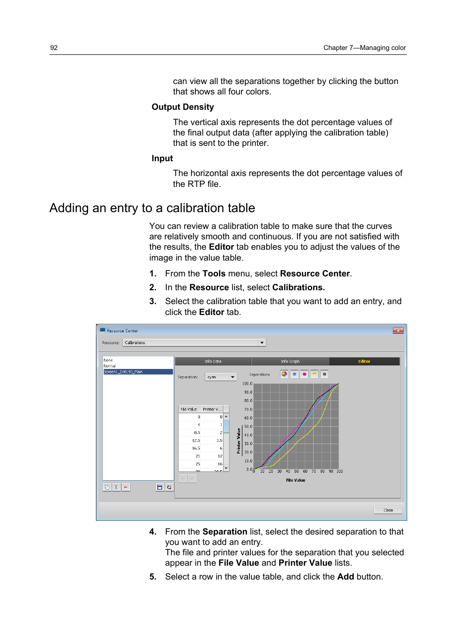 Adding an entry to a calibration table | Konica Minolta bizhub PRESS C1100 User Manual | Page 102 / 265