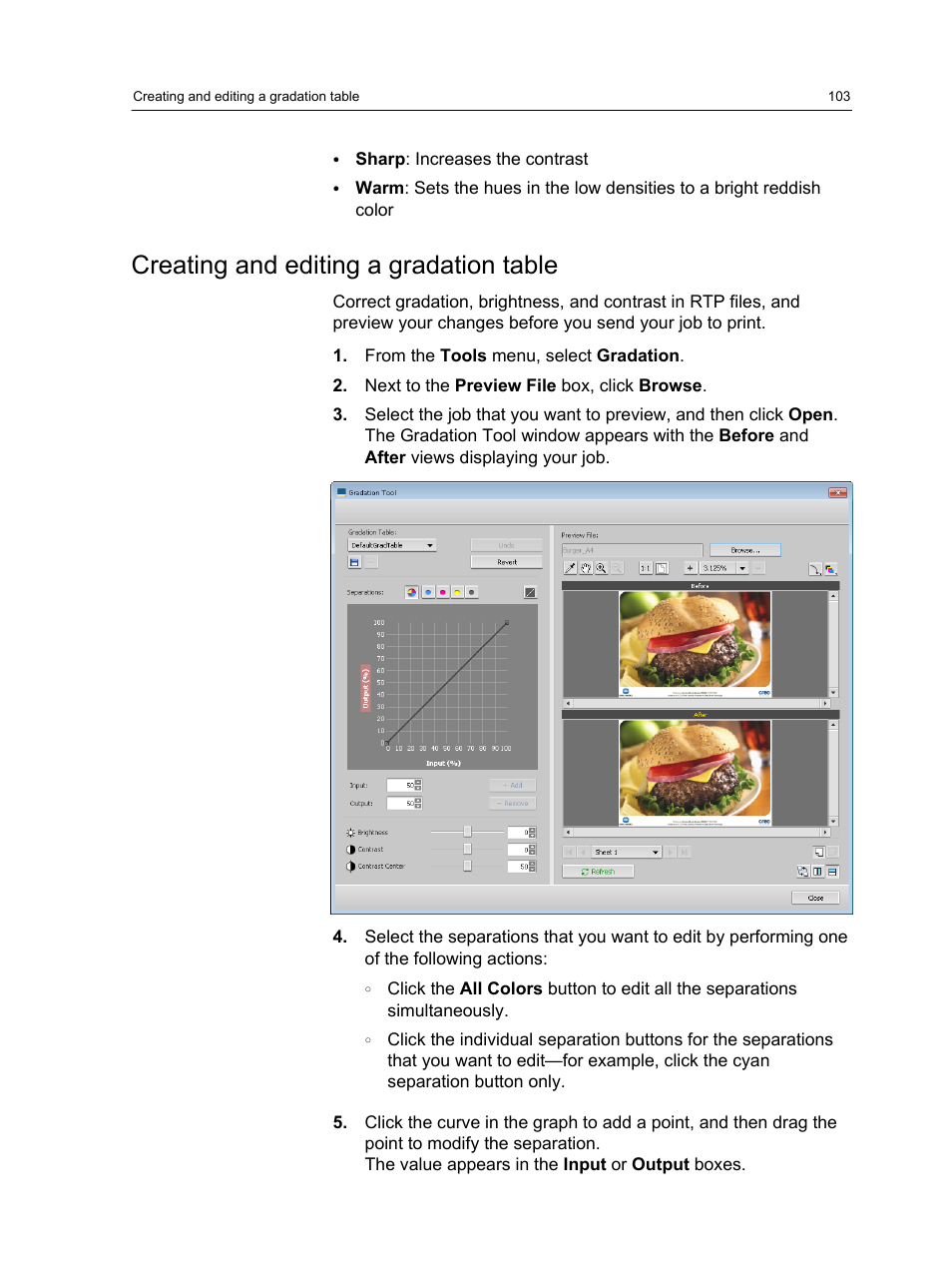 Creating and editing a gradation table | Konica Minolta bizhub PRESS C1100 User Manual | Page 113 / 265