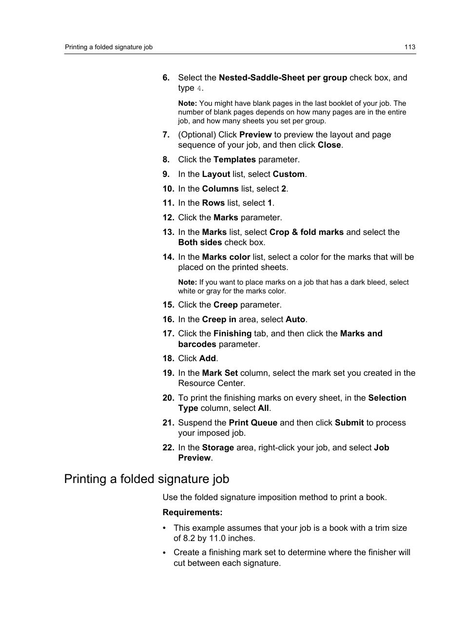 Printing a folded signature job | Konica Minolta bizhub PRESS C1100 User Manual | Page 123 / 265