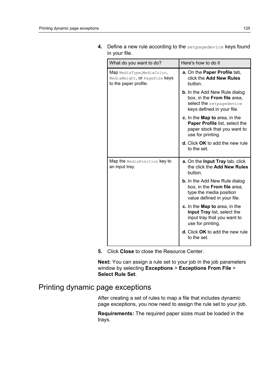 Printing dynamic page exceptions | Konica Minolta bizhub PRESS C1100 User Manual | Page 135 / 265