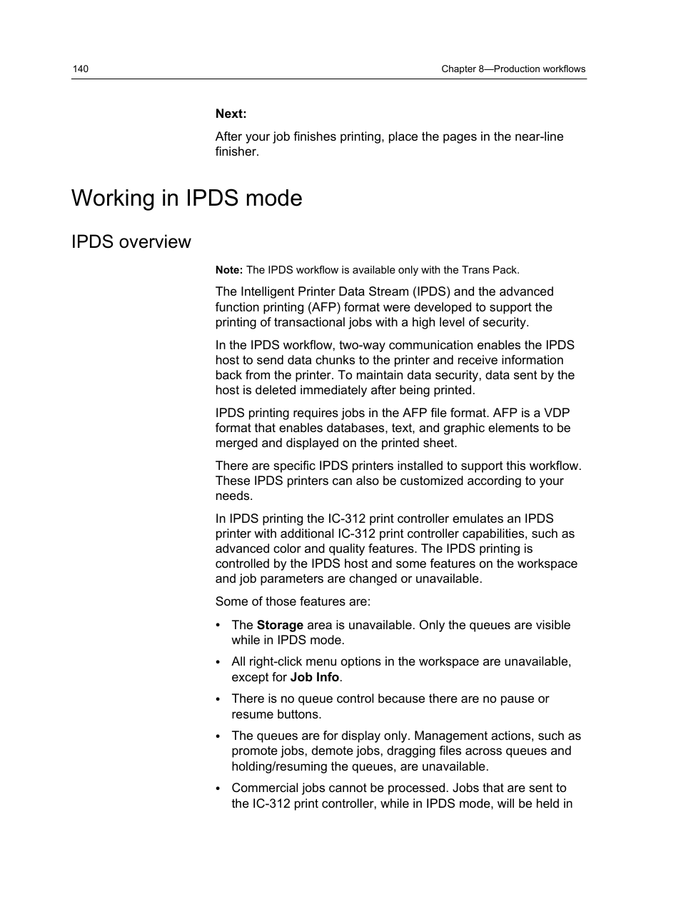 Working in ipds mode, Ipds overview | Konica Minolta bizhub PRESS C1100 User Manual | Page 150 / 265