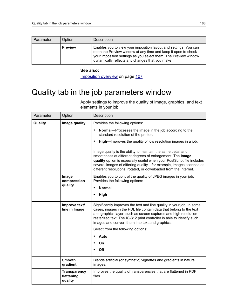 Quality tab in the job parameters window | Konica Minolta bizhub PRESS C1100 User Manual | Page 193 / 265