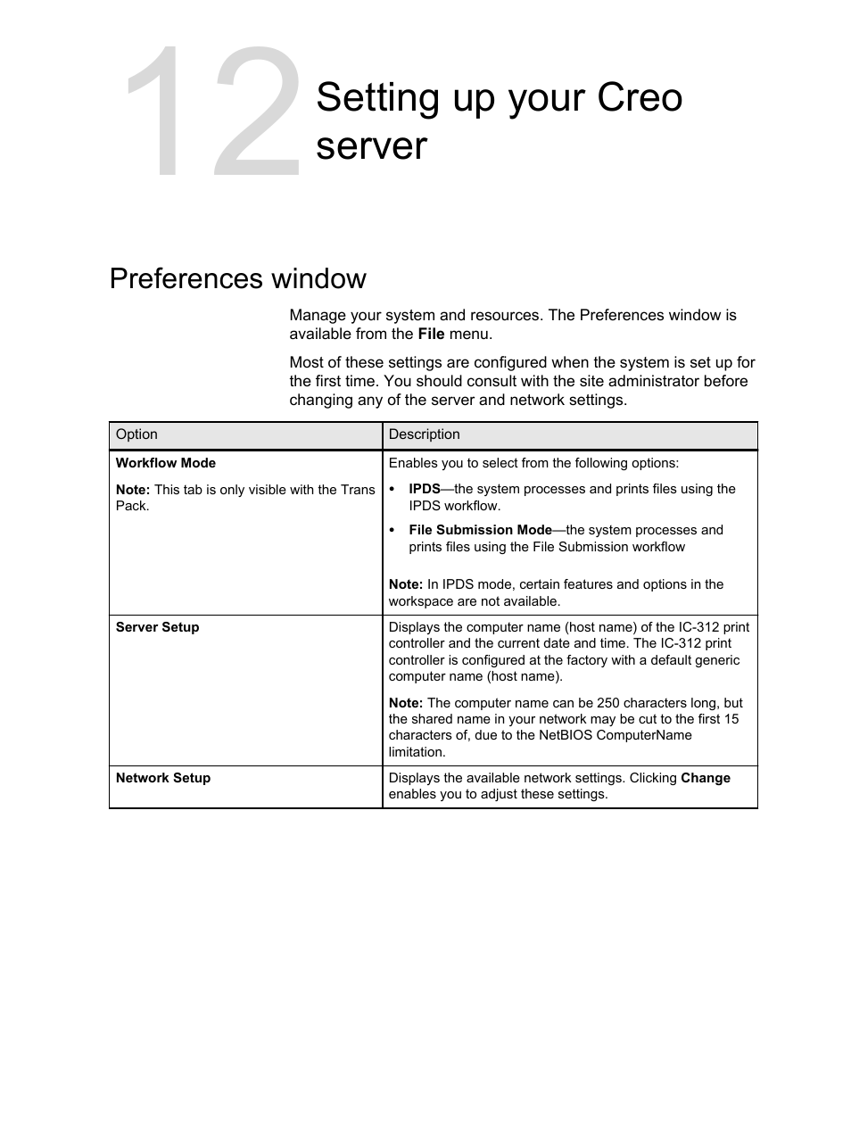 Setting up your creo server, Preferences window | Konica Minolta bizhub PRESS C1100 User Manual | Page 217 / 265