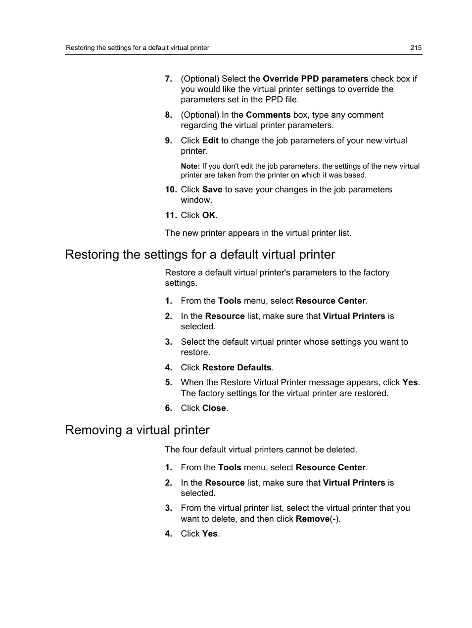 Removing a virtual printer | Konica Minolta bizhub PRESS C1100 User Manual | Page 225 / 265