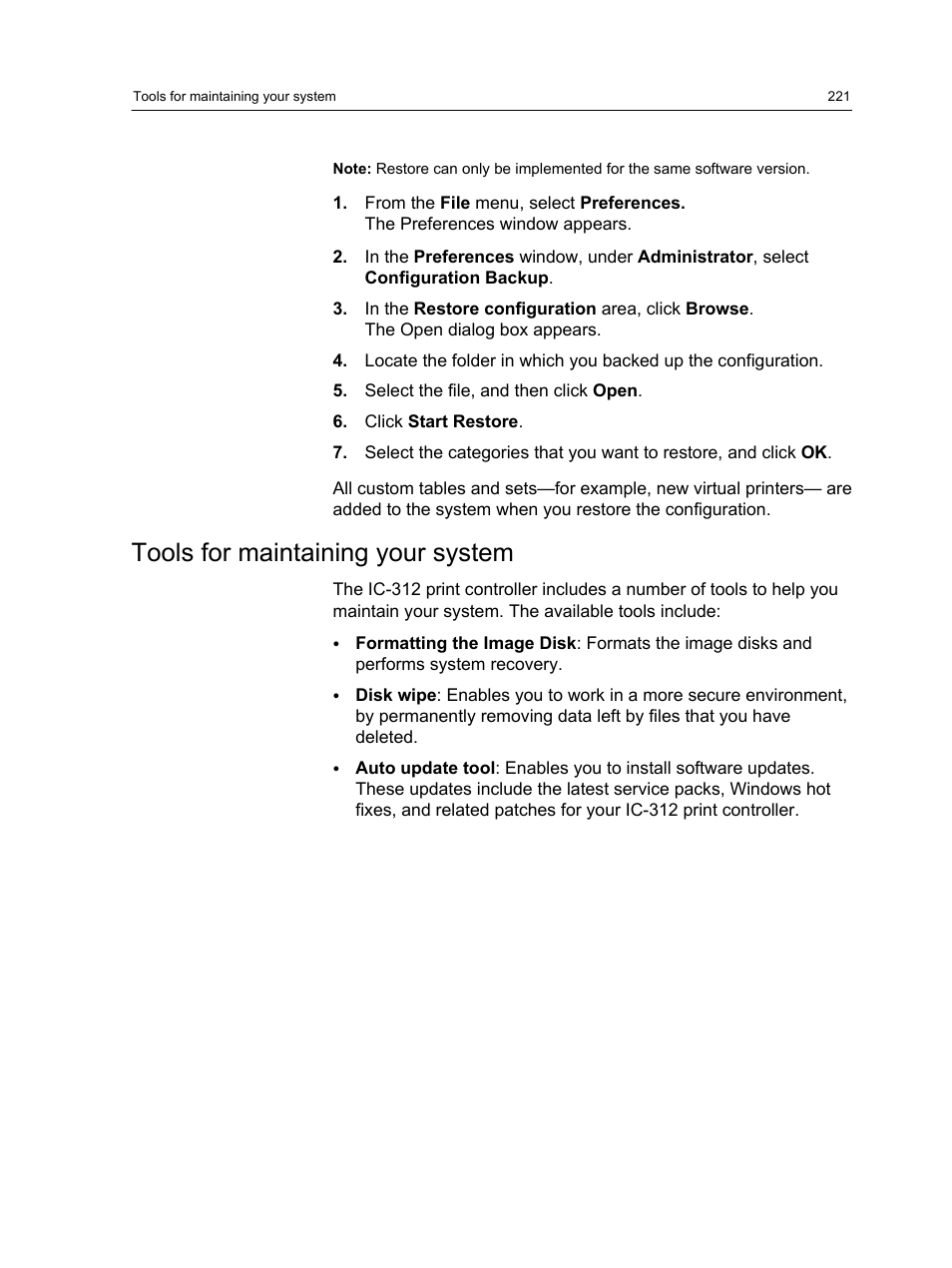 Tools for maintaining your system | Konica Minolta bizhub PRESS C1100 User Manual | Page 231 / 265