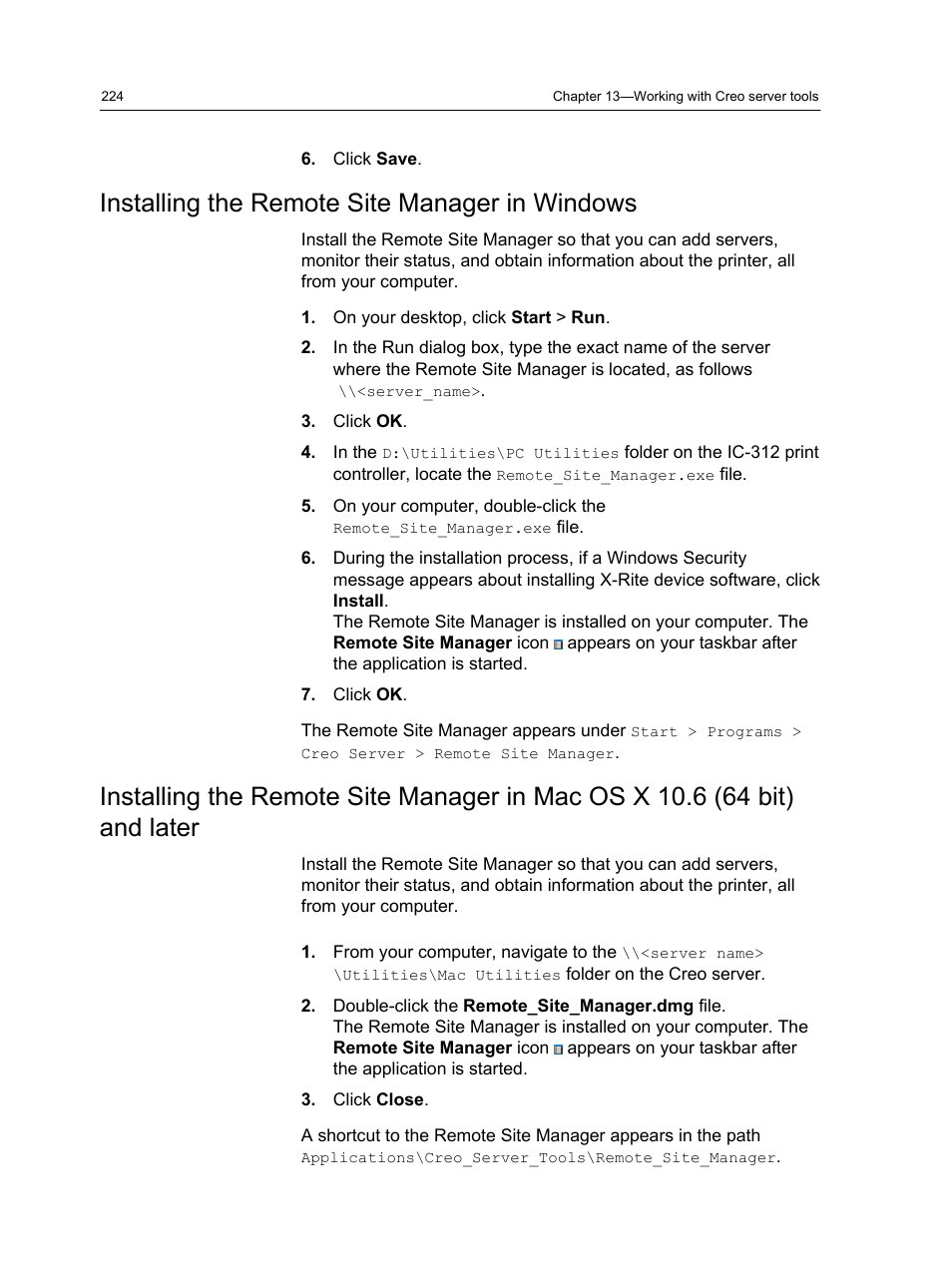 Installing the remote site manager in windows | Konica Minolta bizhub PRESS C1100 User Manual | Page 234 / 265